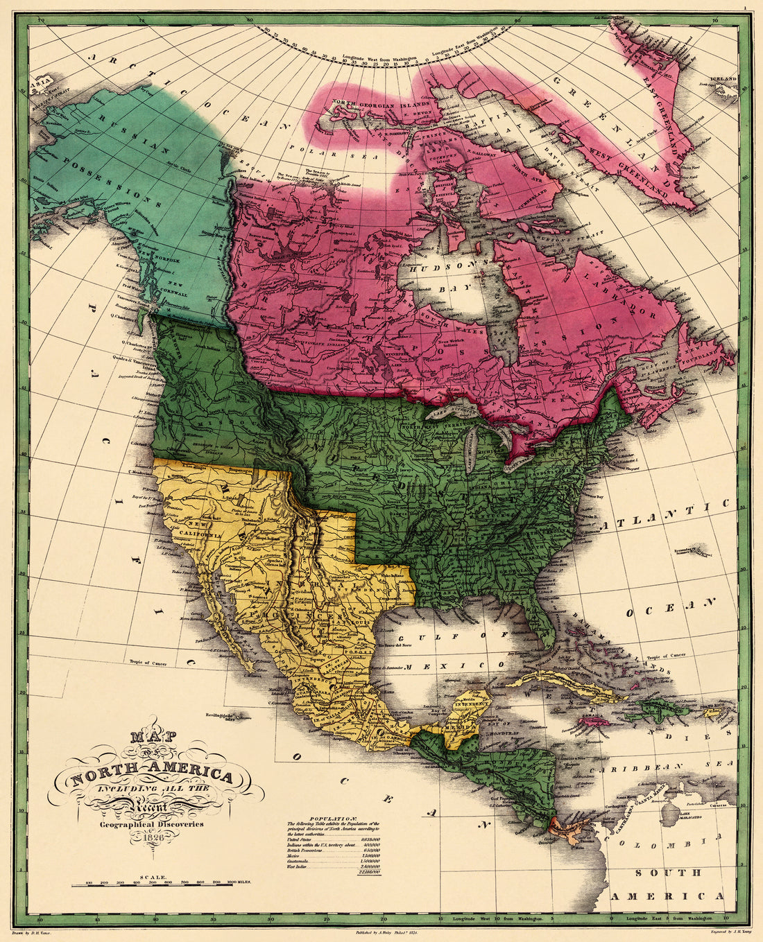 Map of North America Including All the Recent Geographical Discoveries 1826