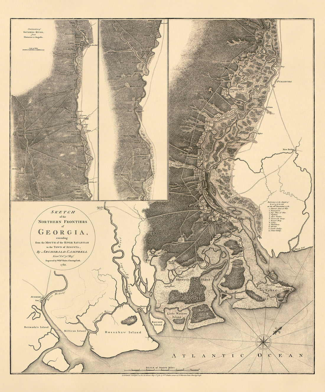 Sketch of the Northern Frontiers of Georgia, Extending from the Mouth of the River Savannah to the Town of Augusta 1780