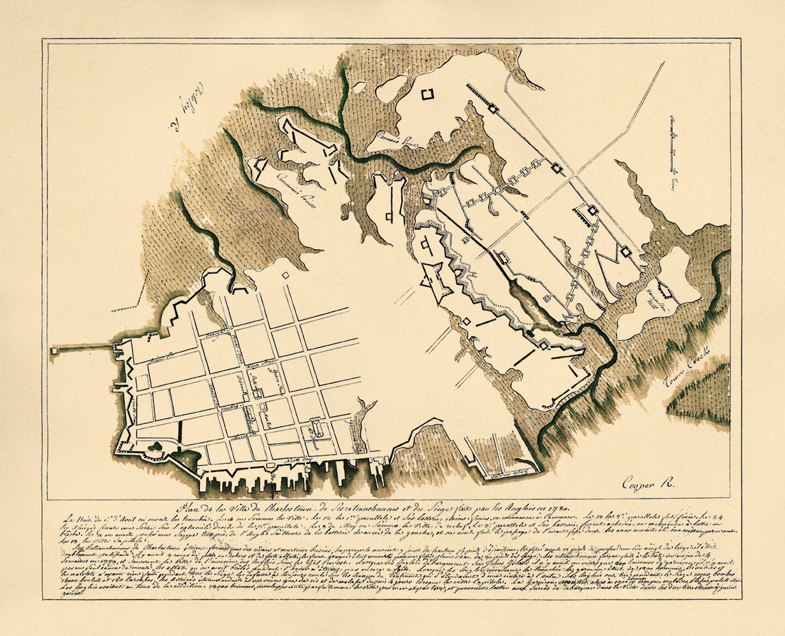 Plan De La Ville De Charlestown, De Ses Retranchements Et Du Siege Faits Par Les Anglois En 1780