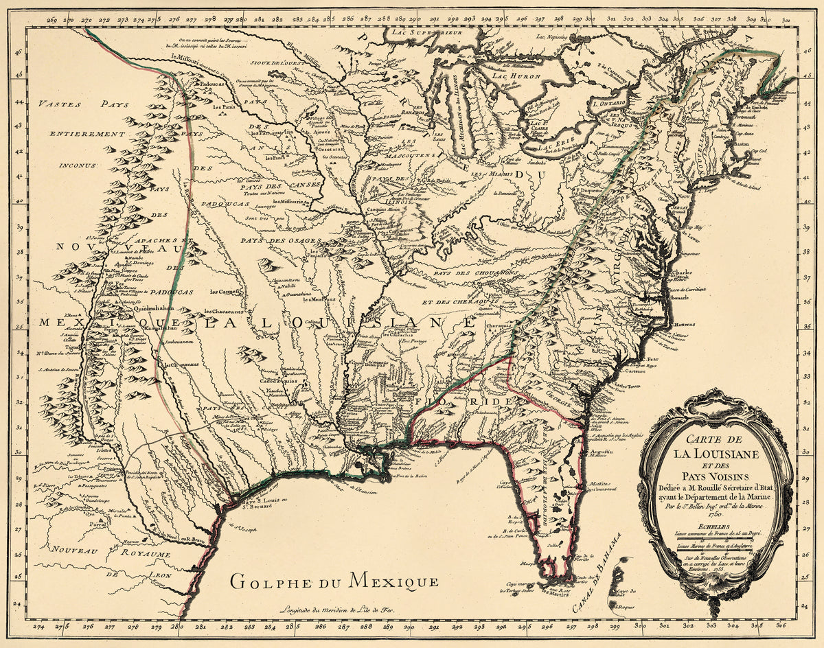 Carte De La Louisiane Et Des Pays Voisins 1762