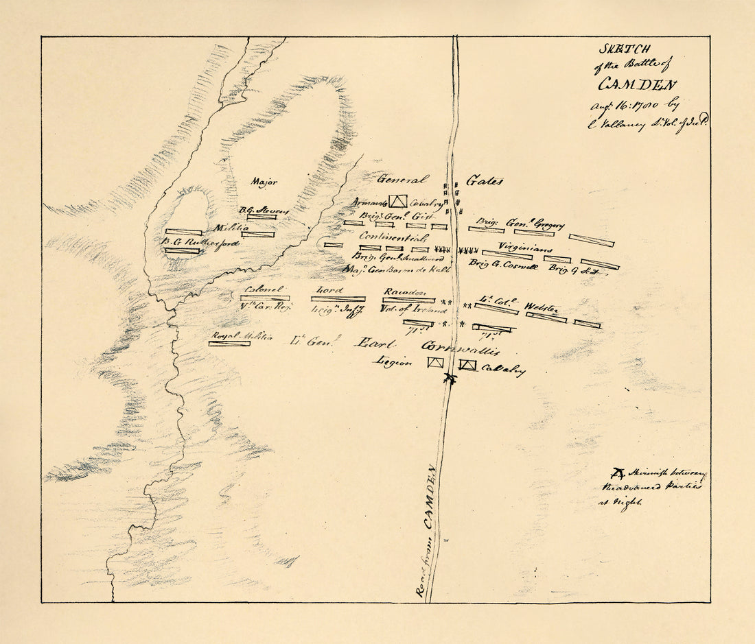 Sketch of the Battle of Camden, Augt. 16, 1780