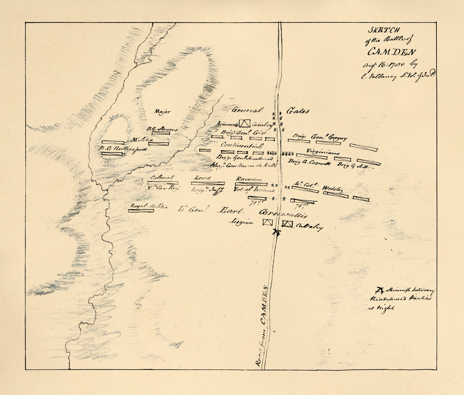 Sketch of the Battle of Camden, Augt. 16, 1780