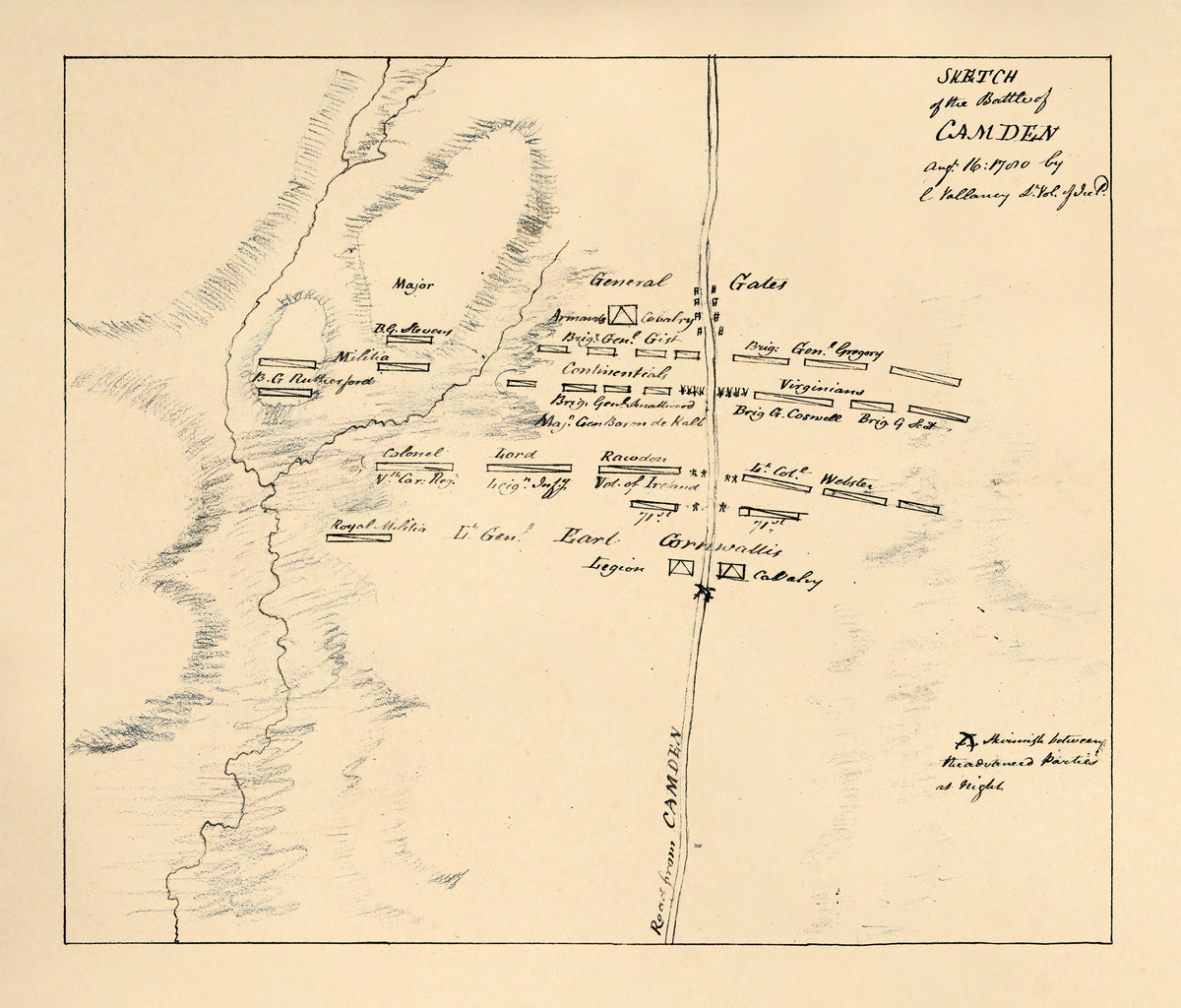 Sketch of the Battle of Camden, Augt. 16, 1780