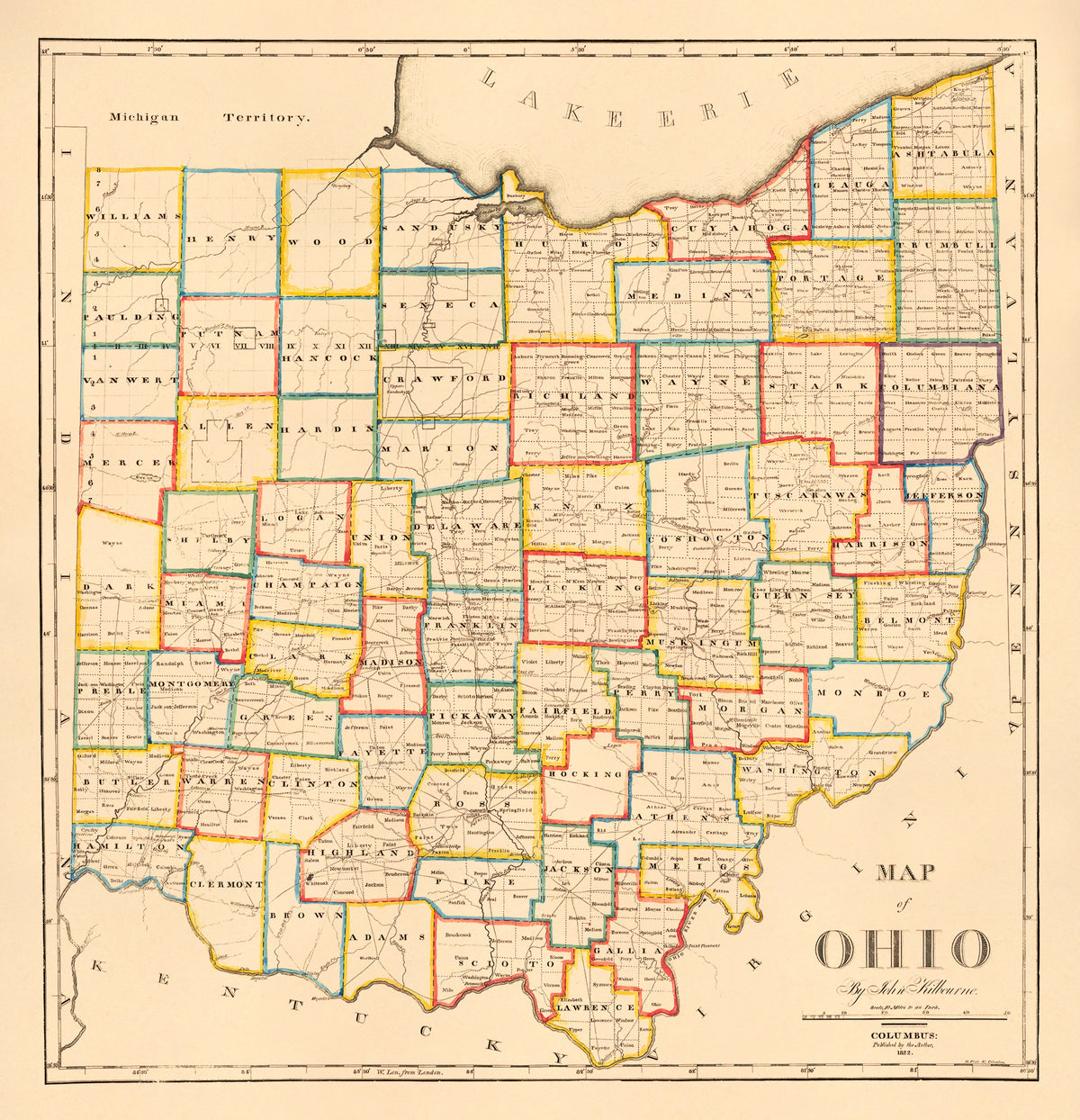 Map of Ohio 1822 by Relic Map Company