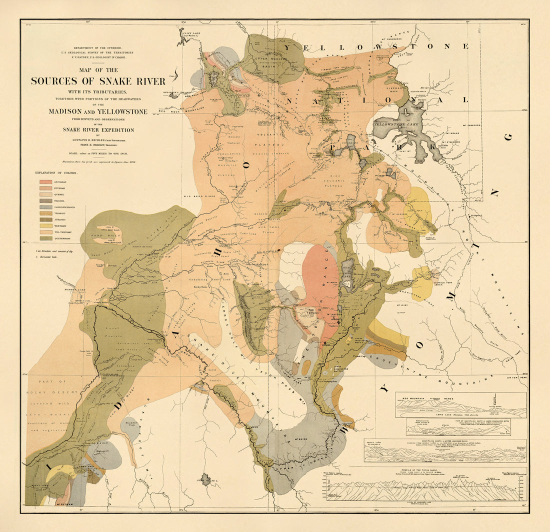 Map of the Sources of Snake River : With Its Tributaries Together With Portions of the Headwaters of the Madison and Yellowstone from Surveys and Observations of the Snake River Expedition 1872
