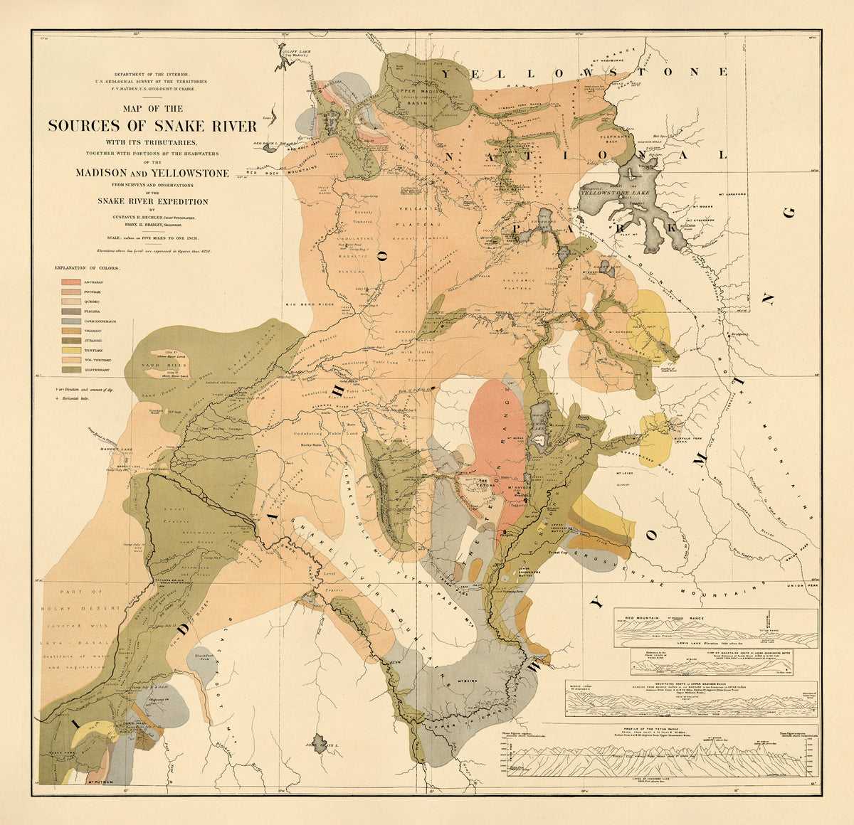 Map of the Sources of Snake River : With Its Tributaries Together With Portions of the Headwaters of the Madison and Yellowstone from Surveys and Observations of the Snake River Expedition 1872