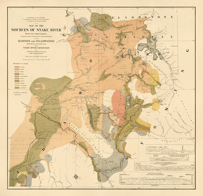Map of the Sources of Snake River : With Its Tributaries Together With Portions of the Headwaters of the Madison and Yellowstone from Surveys and Observations of the Snake River Expedition 1872