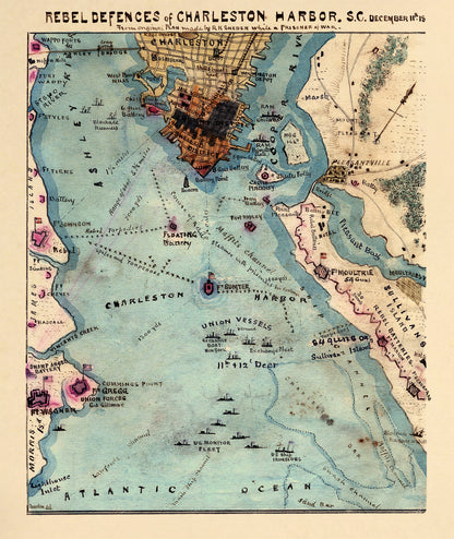 Rebel Defences sic of Charleston Harbor, S.C., December 11th, 1864 11-11 by Relic Map Company