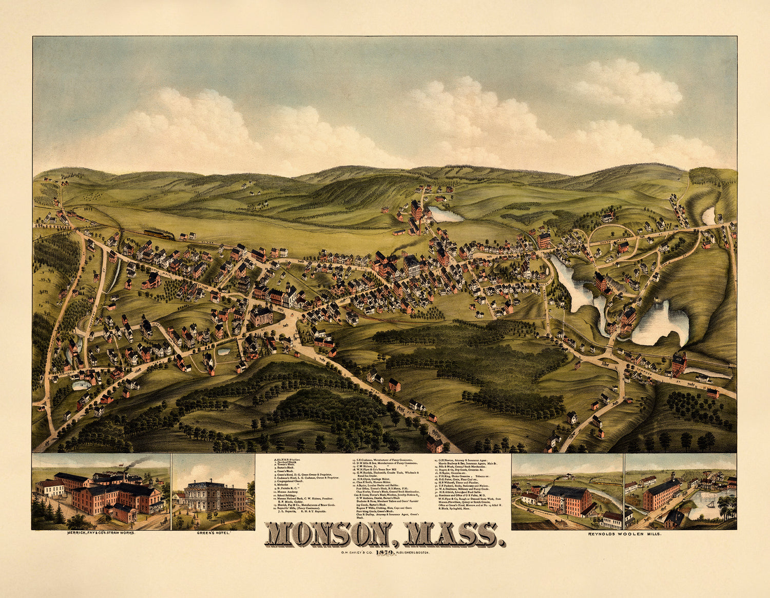 Monson, Massachusetts 1879 by Relic Map Company
