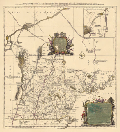 Hampshire In New England, Taken from Actual Surveys of All the Inhabited Part, and from the Best Information of What Is Uninhabited, Together With the Adjacent Countries, Which Exhibits the Theatre of This War In That Part of the World 1784