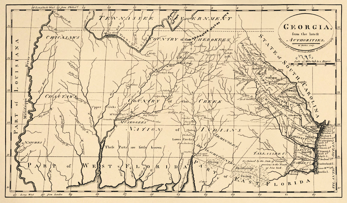 Georgia, from the Latest Authorities 1795 by Relic Map Company