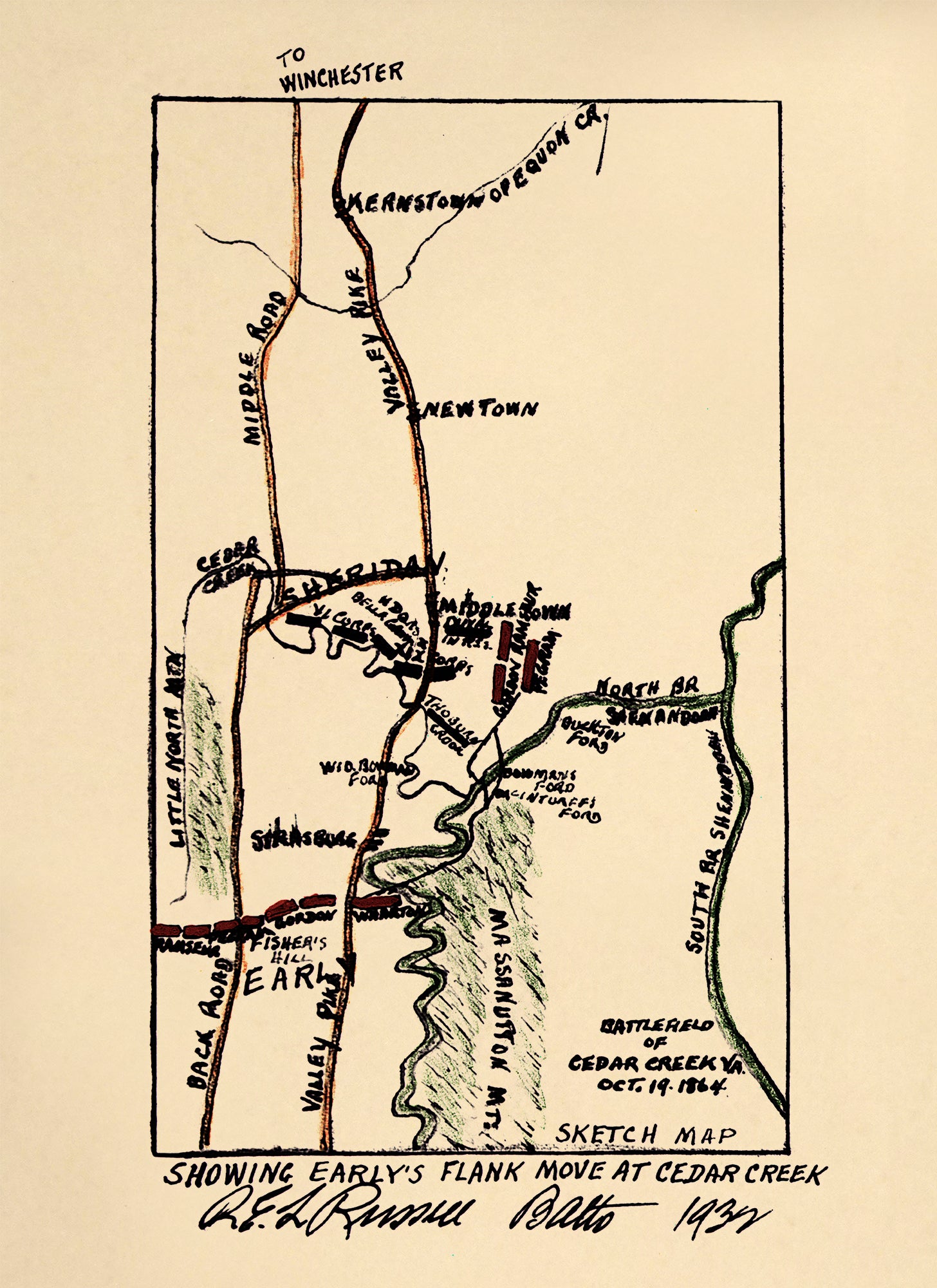 Battlefield of Cedar Creek, Va., Oct. 19, 1864 : Sketch Map, Showing Early&