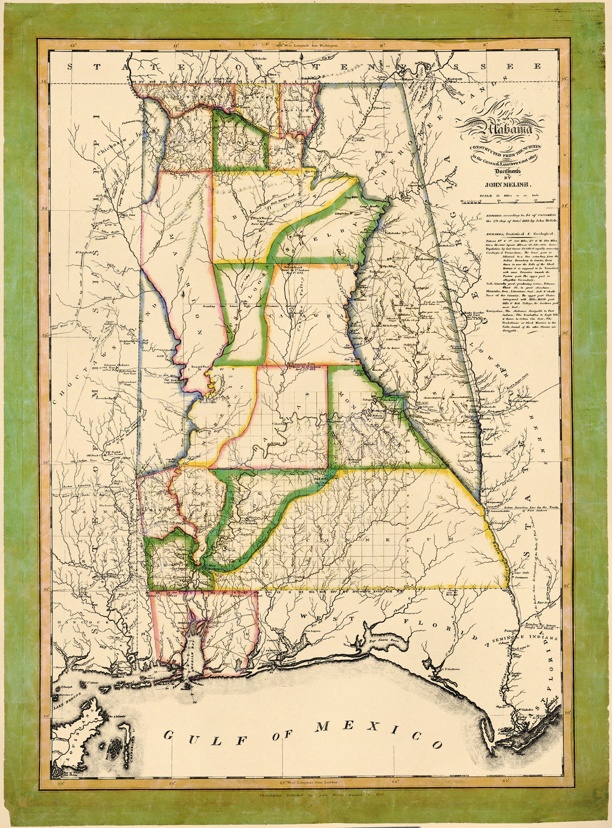 Map of Alabama 1820 by Relic Map Company