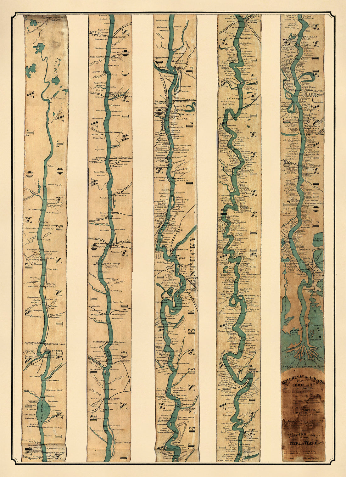 Ribbon Map of the Father of Waters in 1866