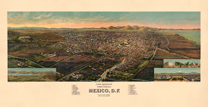 Plano Perspectivo De La Ciudad Y Del Valle De Mexico D.F 1906