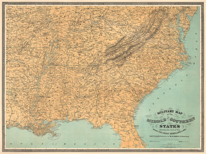 Military Map of the Middle and Southern States Showing the Seat of War During the Great Rebellion In 1861 in 1860 by Relic Map Company