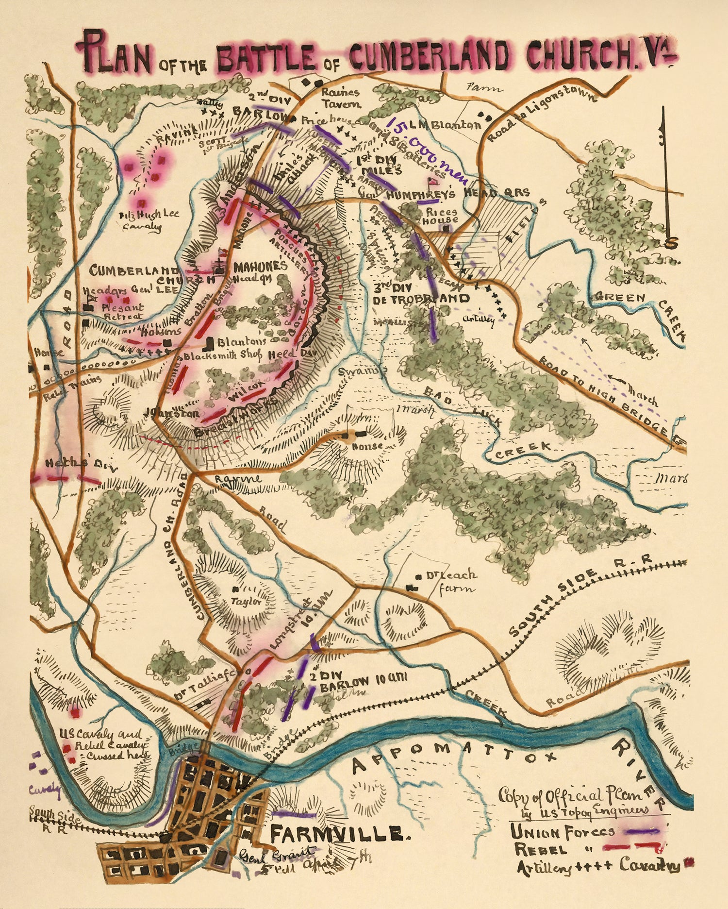 Plan of the Battle of Cumberland Church, Va in 04-07