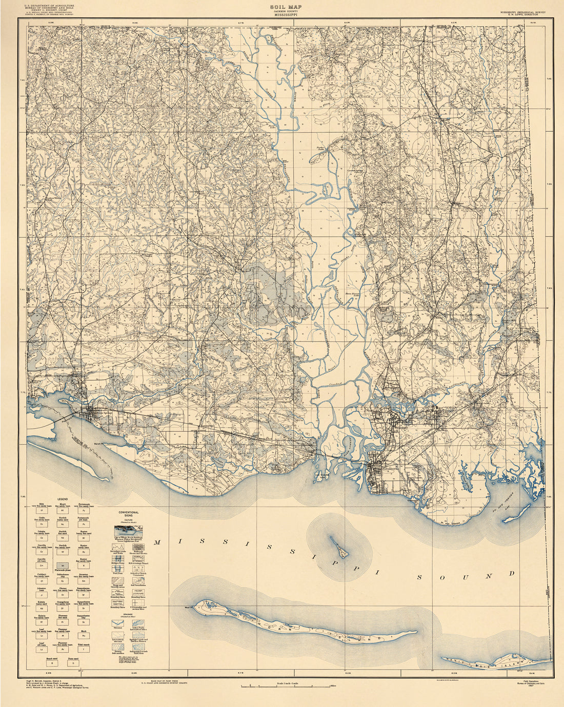 Soil Map Jackson County, Mississippi (Jackson County, Mississippi Soil Map, Soil Map Jackson Co. Miss) 1927