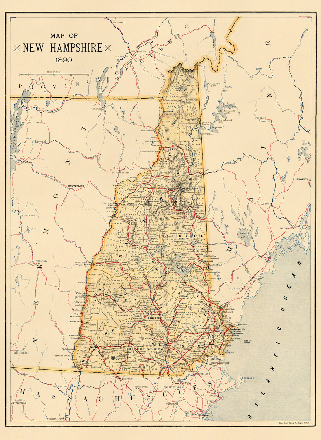 Map of New Hampshire, 1890