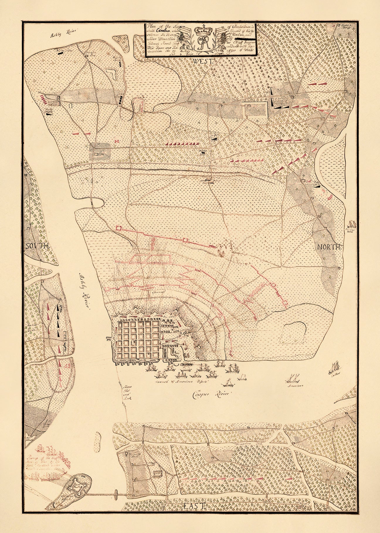 Plan of the siege of Charles Town in South Carolina