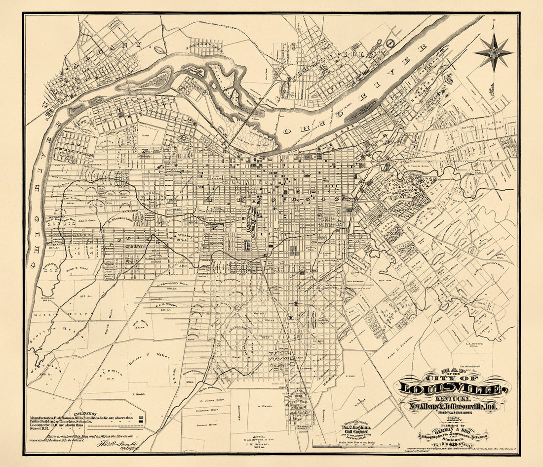 Map of the City of Louisville, Kentucky, New Albany &amp; Jeffersonville, Indiana : From Official and Other Surveys in 1873