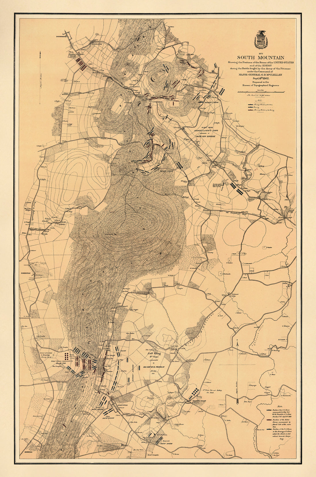 South Mountain Showing the Positions of the Forces of the United States and the Enemy During the Battle Fought by the Army of the Potomac Under the Command of Major General G. B. McClellan, Sept. 14th 1862 1872