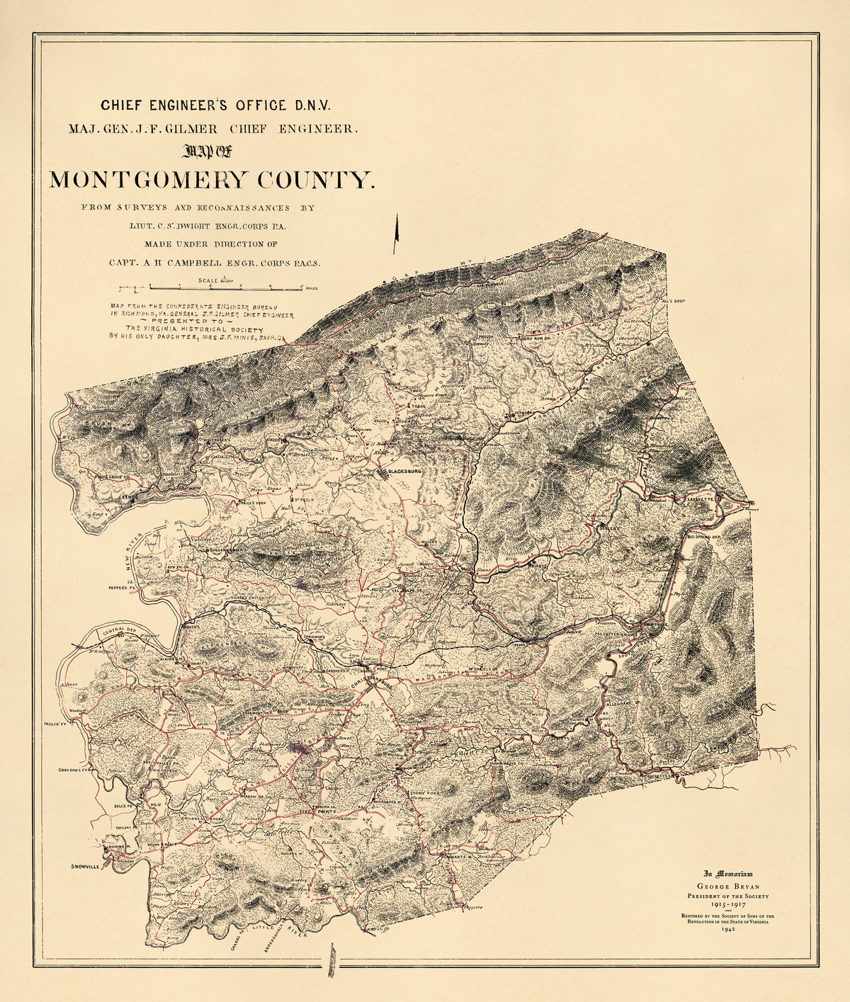Map of Montgomery County 1864