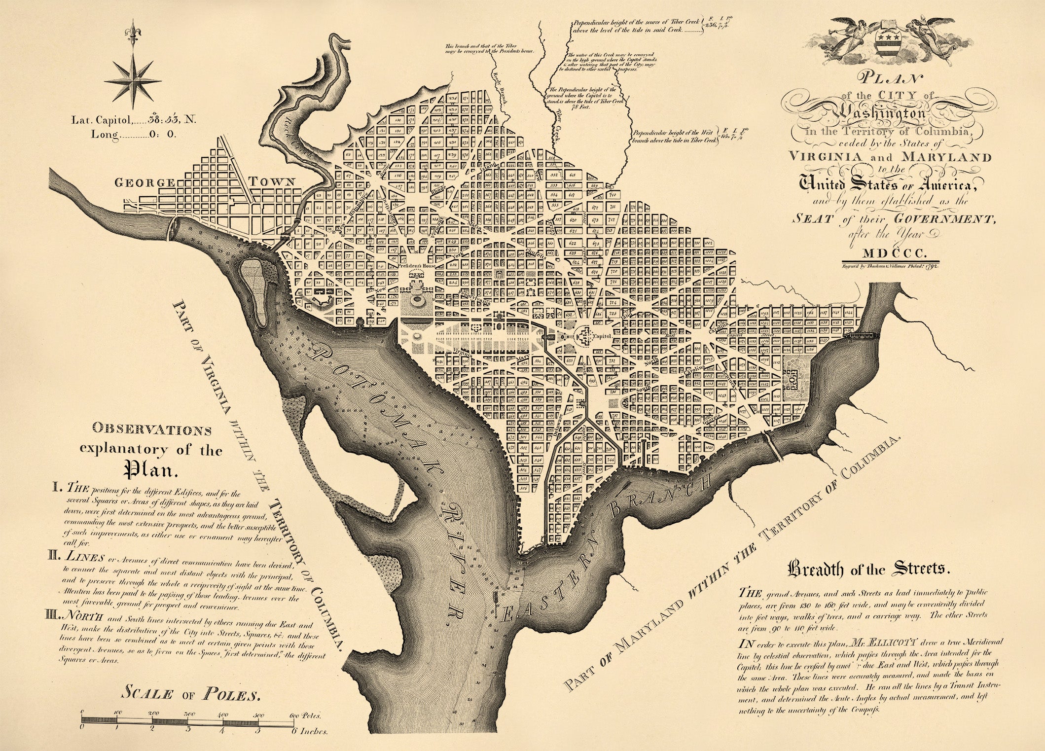 Plan of the City of Washington In the Territory of Columbia : Ceded by the States of Virginia and Maryland to the United States of America, and by Them Established As the Seat of Their Government, After the Year MDCCC 1792 by Relic Map Company