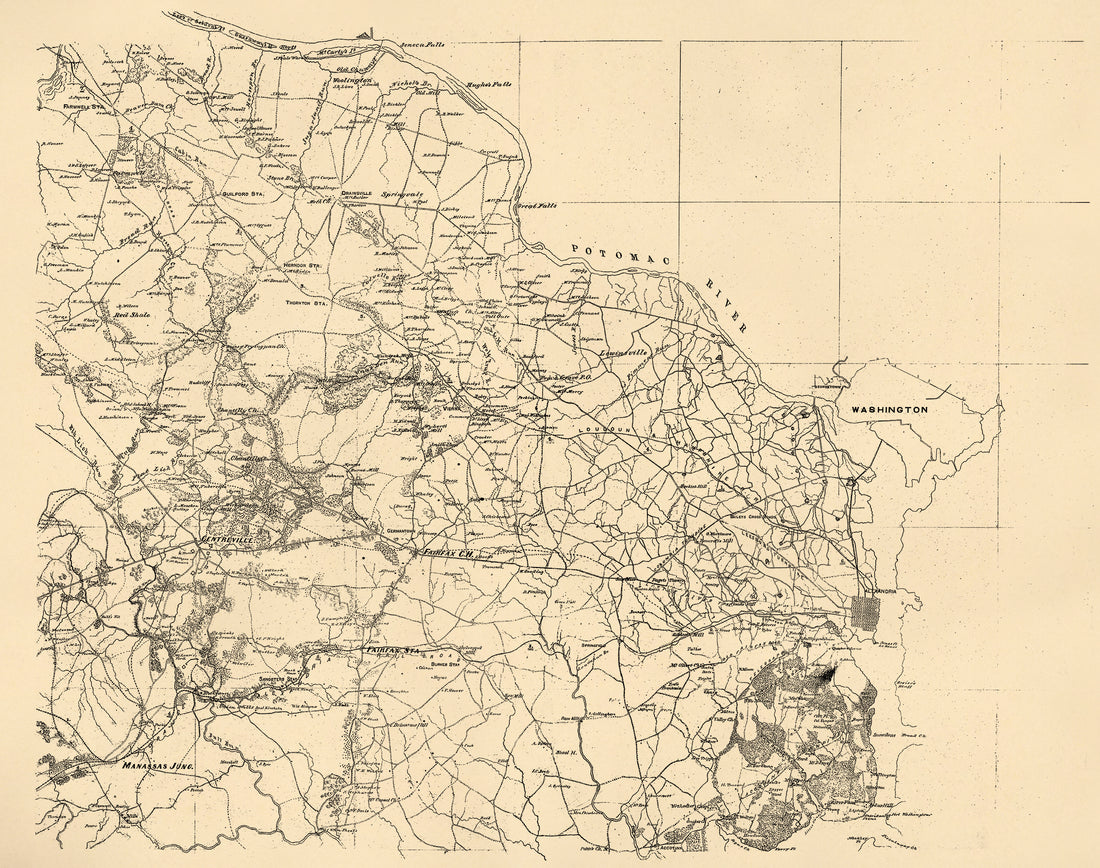 Map of Fairfax and Alexandria Counties, Virginia, and Parts of Adjoining Counties 1864