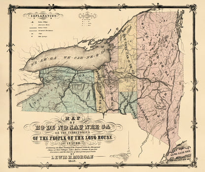 De-No-Sau-Nee-Ga : Or the Territories of the People of the Long House In 1720 : Exhibiting the Home Country of the Iroquois With the Aboriginal Names of Their Villages, Lakes, Rivers, Streams &amp; Ancient Localities, and the Courses of Their Principal Tr...
