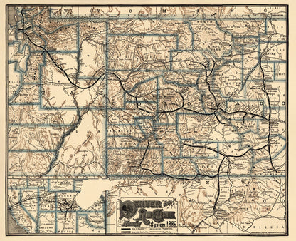 Denver and Rio Grande Railway System, in 1886 by Relic Map Company