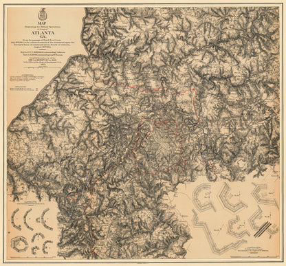 Map Illustrating the Military Operations In Front of Atlanta, Georgia From the Passage of Peach Tree Creek, July 19th 1864, to the Commencement of the Movement Upon the Enemy&