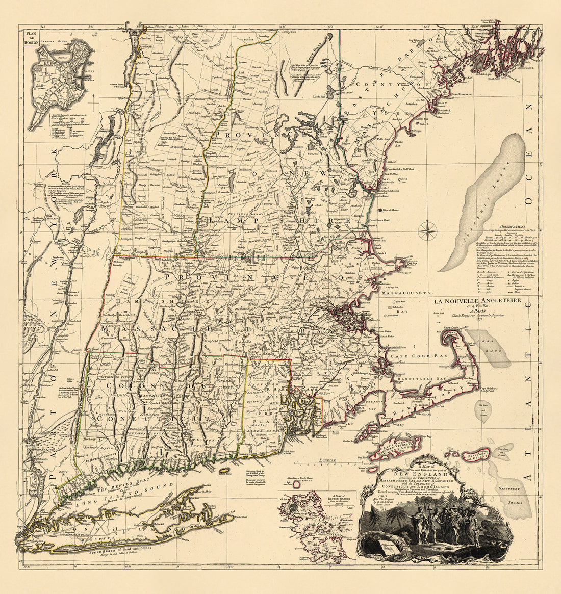 A Map of the Most Inhabited Part of New England, Containing the Provinces of Massachusets Bay and New Hampshire With the Colonies of Conecticut and Rhode Island Divided Into Counties and Townships, the Whole Composed From Actual Surveys and Its Situat...