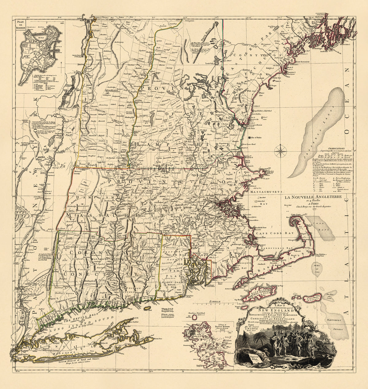 A Map of the Most Inhabited Part of New England, Containing the Provinces of Massachusets Bay and New Hampshire With the Colonies of Conecticut and Rhode Island Divided Into Counties and Townships, the Whole Composed From Actual Surveys and Its Situat...