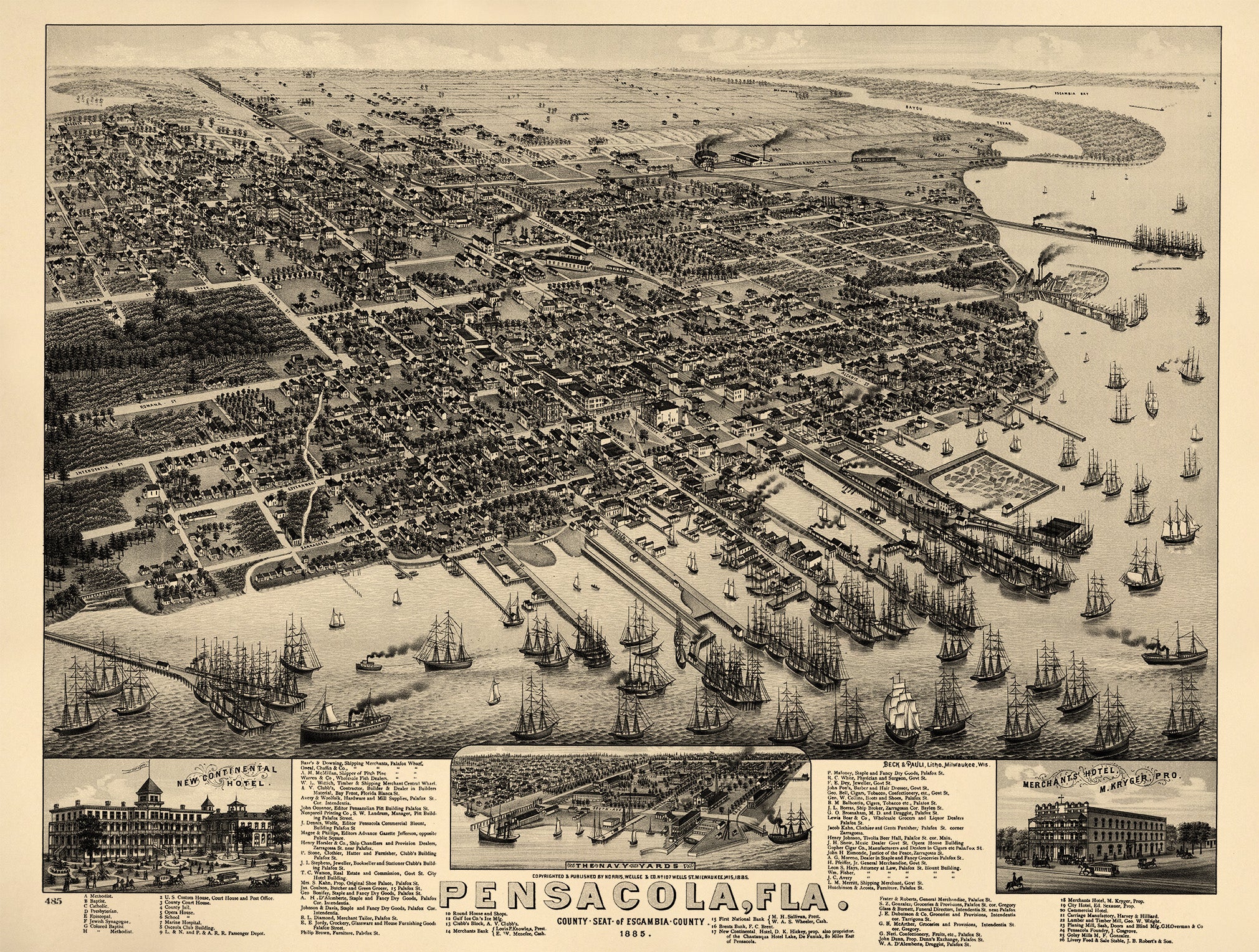 Pensacola, Florida County Seat of Escambia County 1885