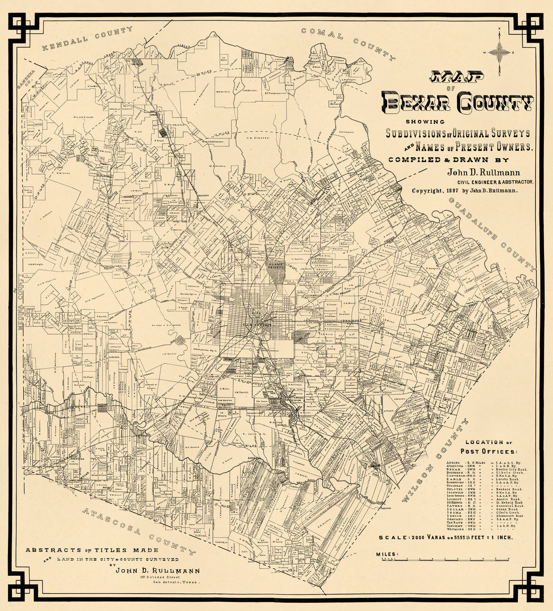 Map of Bexar County : Showing Subdivisions of Original Surveys and Names of Present Owners 1897