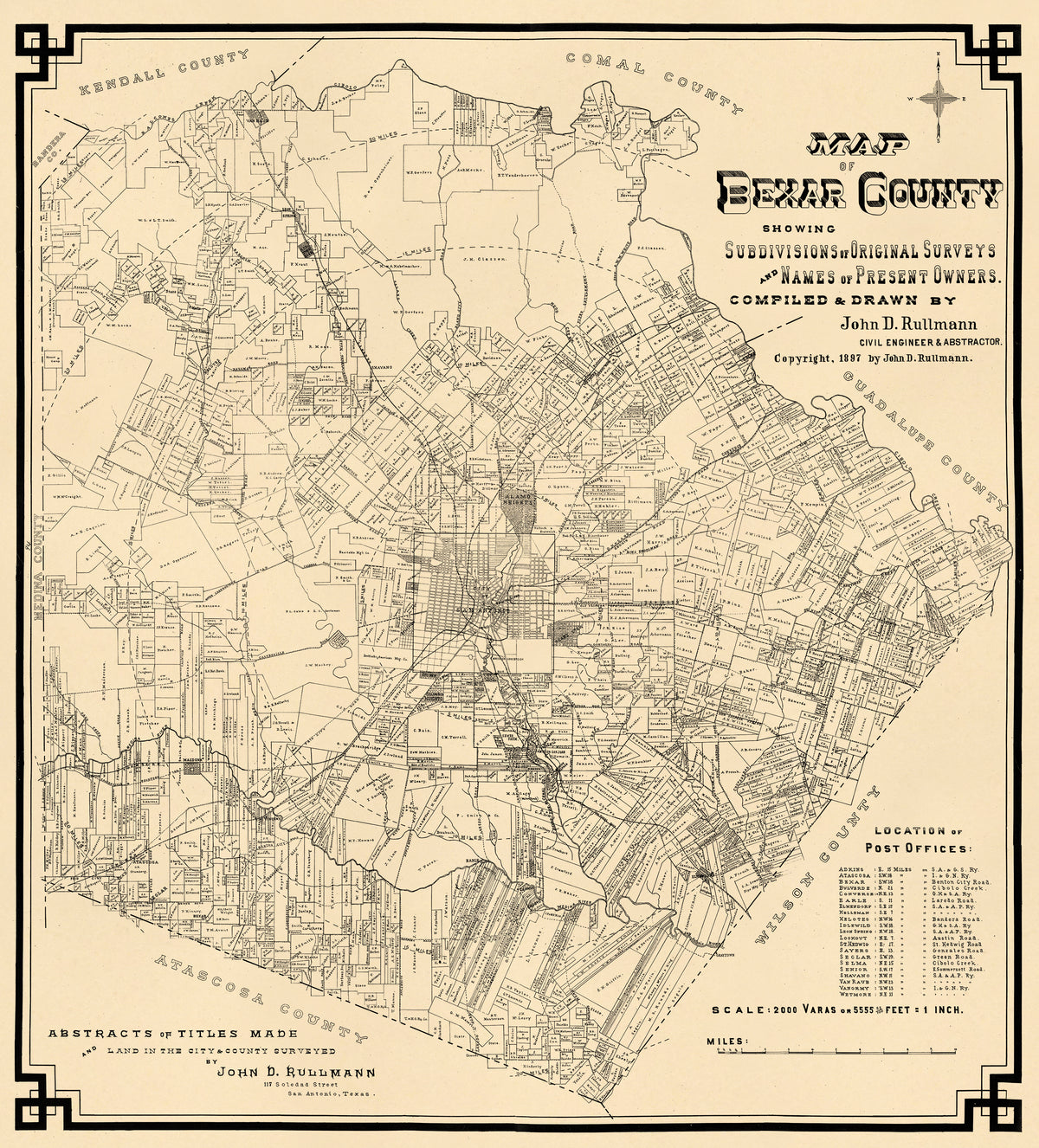 Map of Bexar County : Showing Subdivisions of Original Surveys and Names of Present Owners 1897