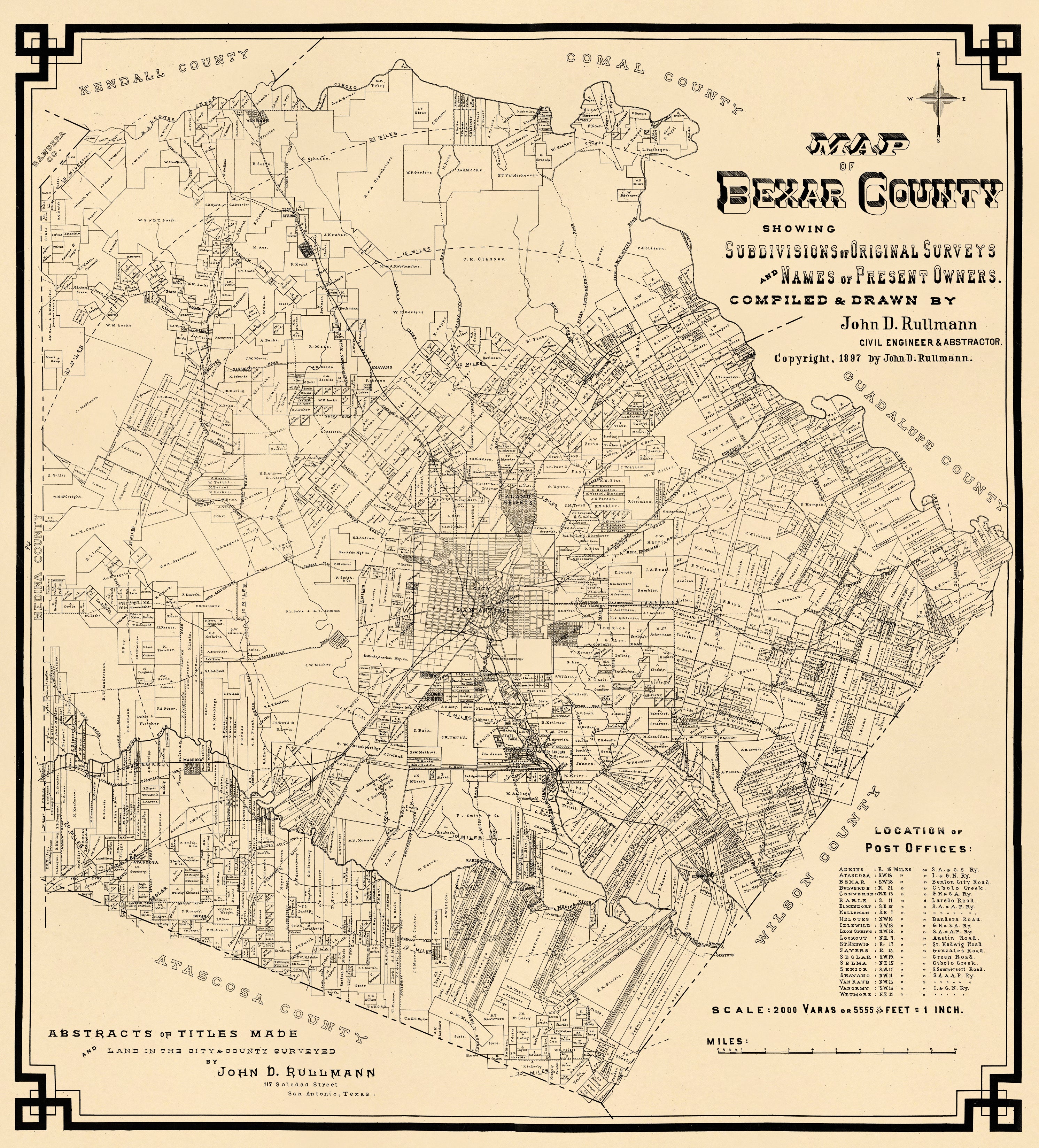 Map of Bexar County : Showing Subdivisions of Original Surveys and Names of Present Owners 1897