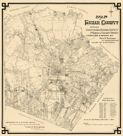 Map of Bexar County : Showing Subdivisions of Original Surveys and Names of Present Owners 1897