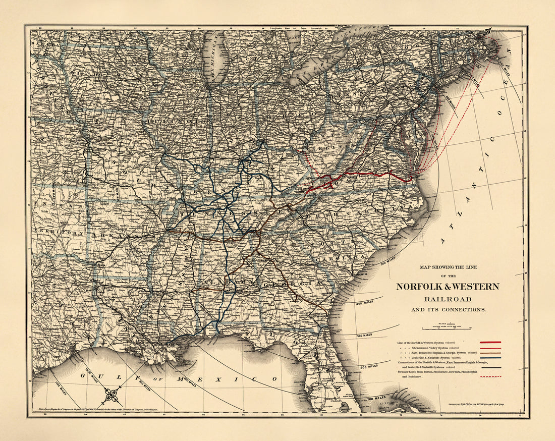 Map Showing the Norfolk &amp; Western Railroad and Its Connections 1887