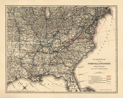 Map Showing the Norfolk &amp; Western Railroad and Its Connections 1887