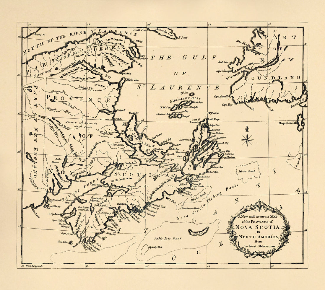 A New and Accurate Map of the Province of Nova Scotia In North America : from the Latest Observations 1781