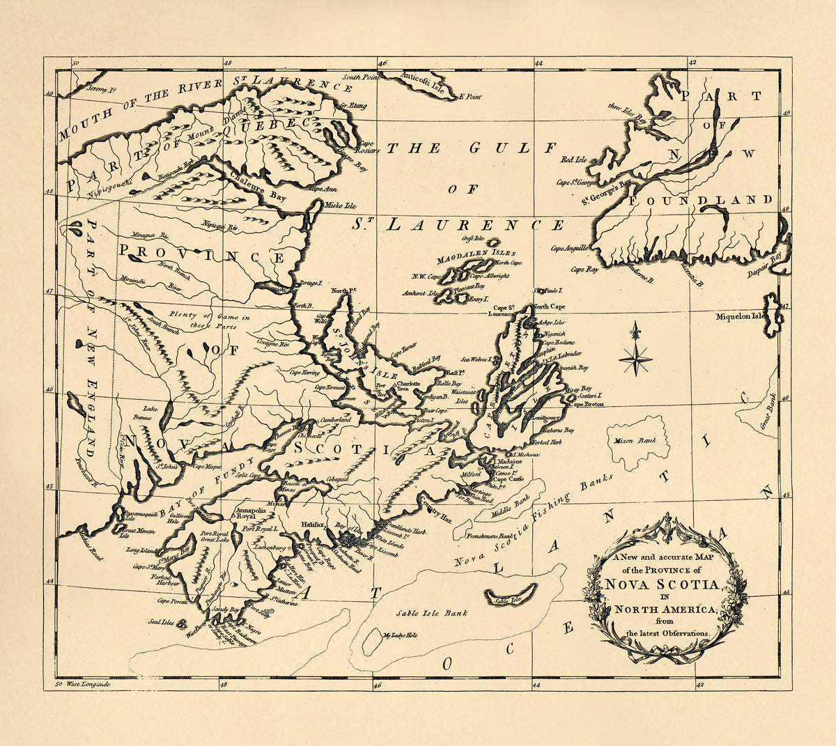 A New and Accurate Map of the Province of Nova Scotia In North America : from the Latest Observations 1781
