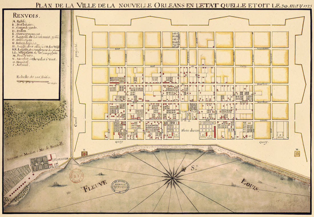 Map of the City of New Orleans As It Was On May 30, 1725. (Plan De La Ville De La Nouvelle Orléans En L&