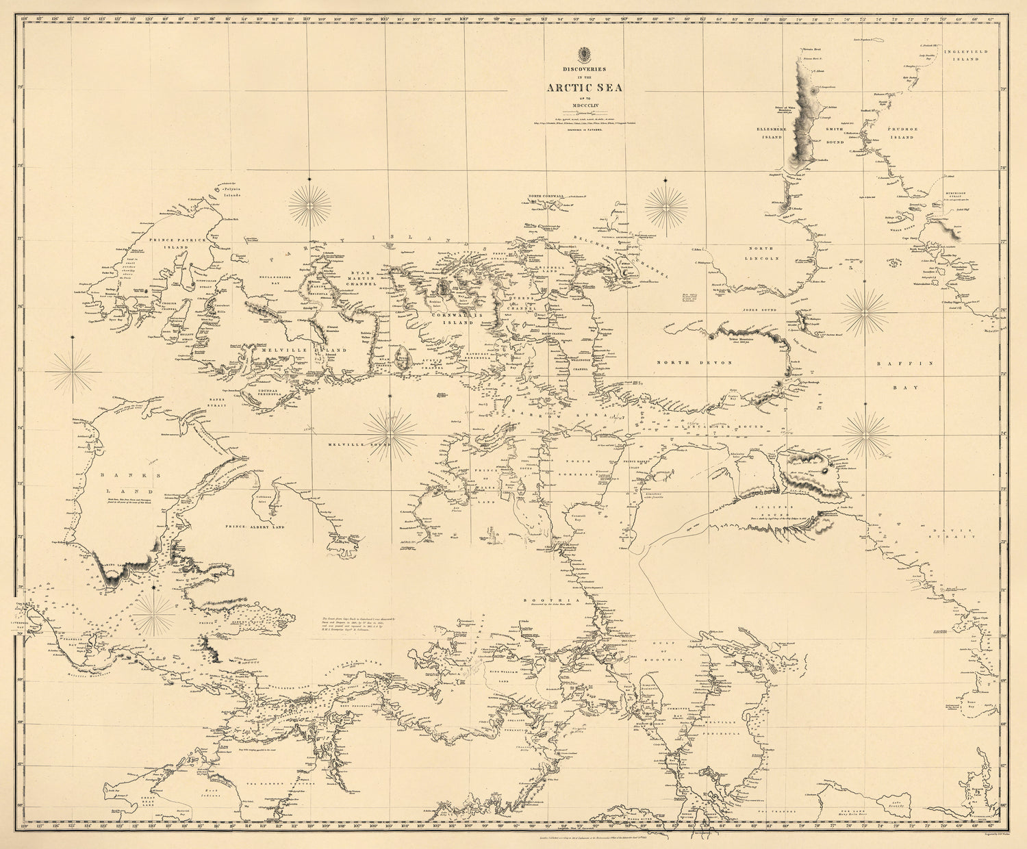 Discoveries In the Arctic Sea Up to MDCCCLIV 1854 by Relic Map Company
