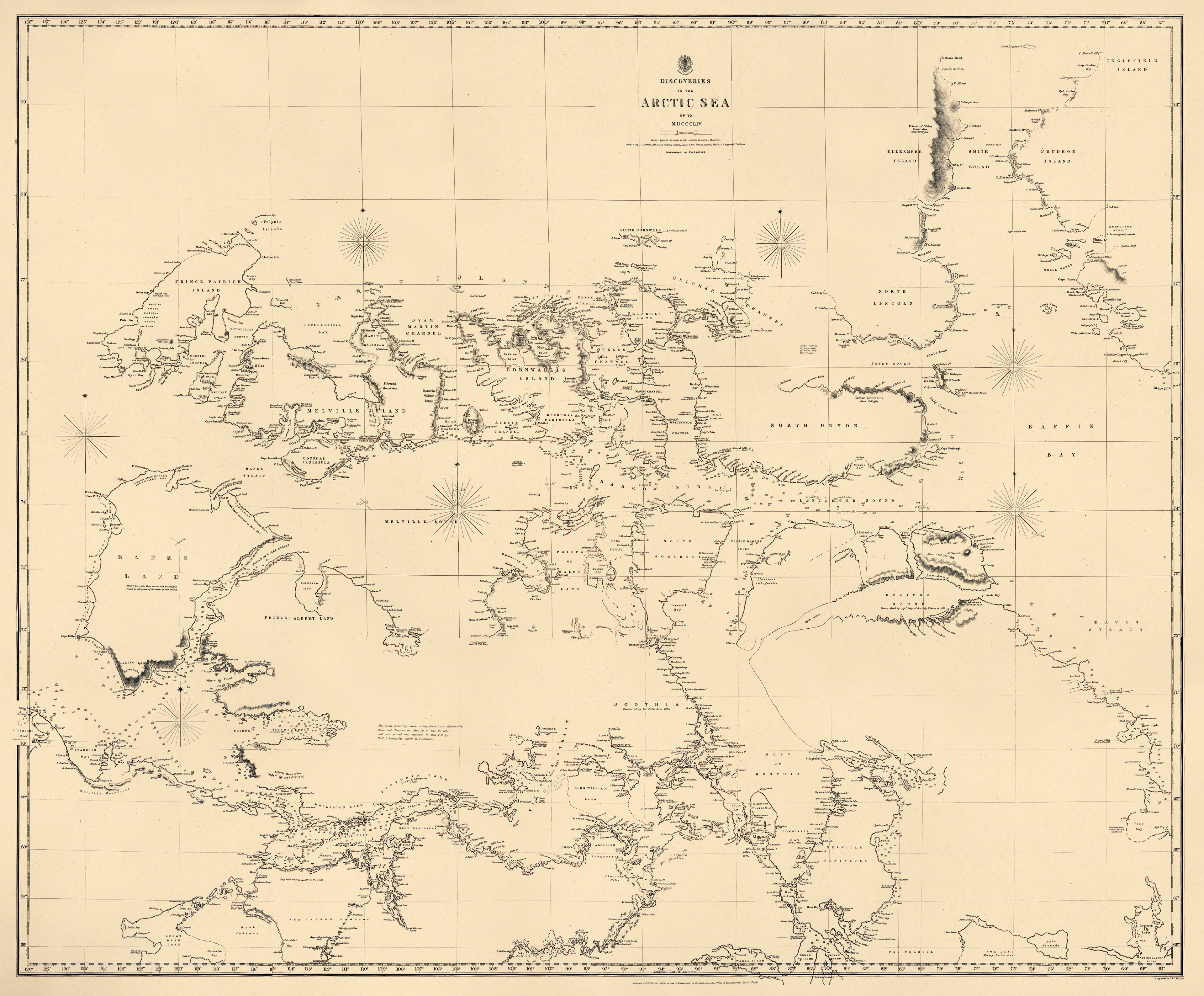 Discoveries In the Arctic Sea Up to MDCCCLIV 1854 by Relic Map Company