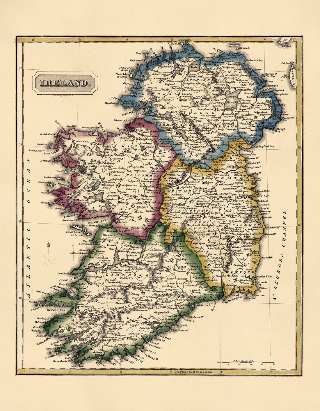 Ireland from a New and Elegant General Atlas, Containing Maps of Each of the United States 1817