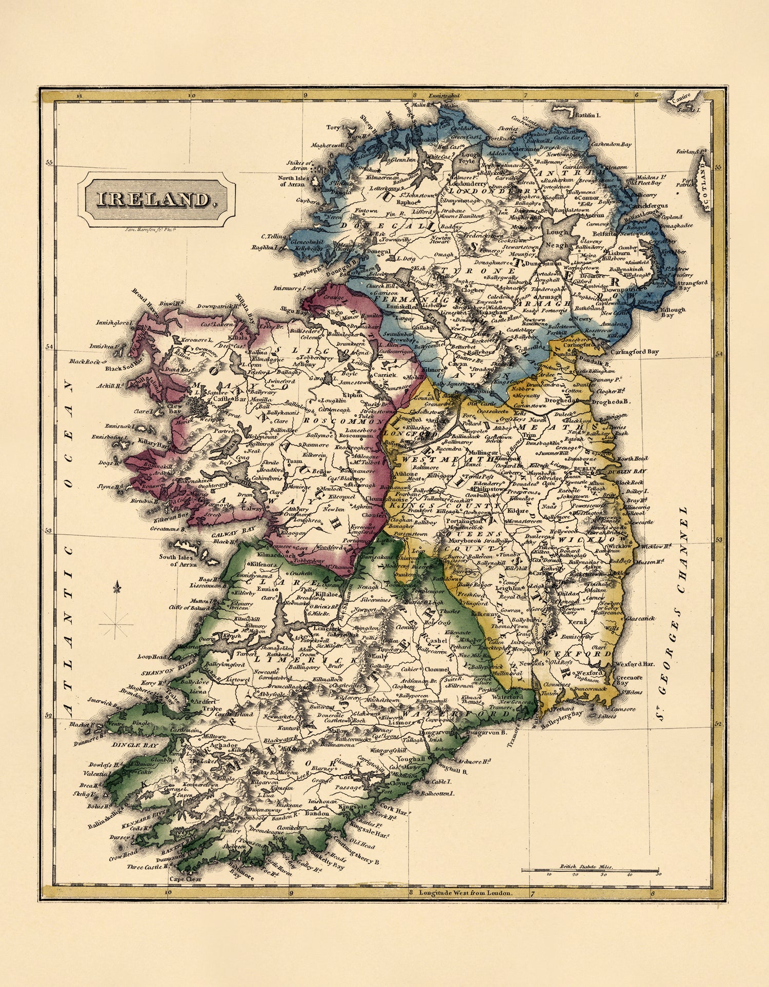 Ireland from a New and Elegant General Atlas, Containing Maps of Each of the United States 1817