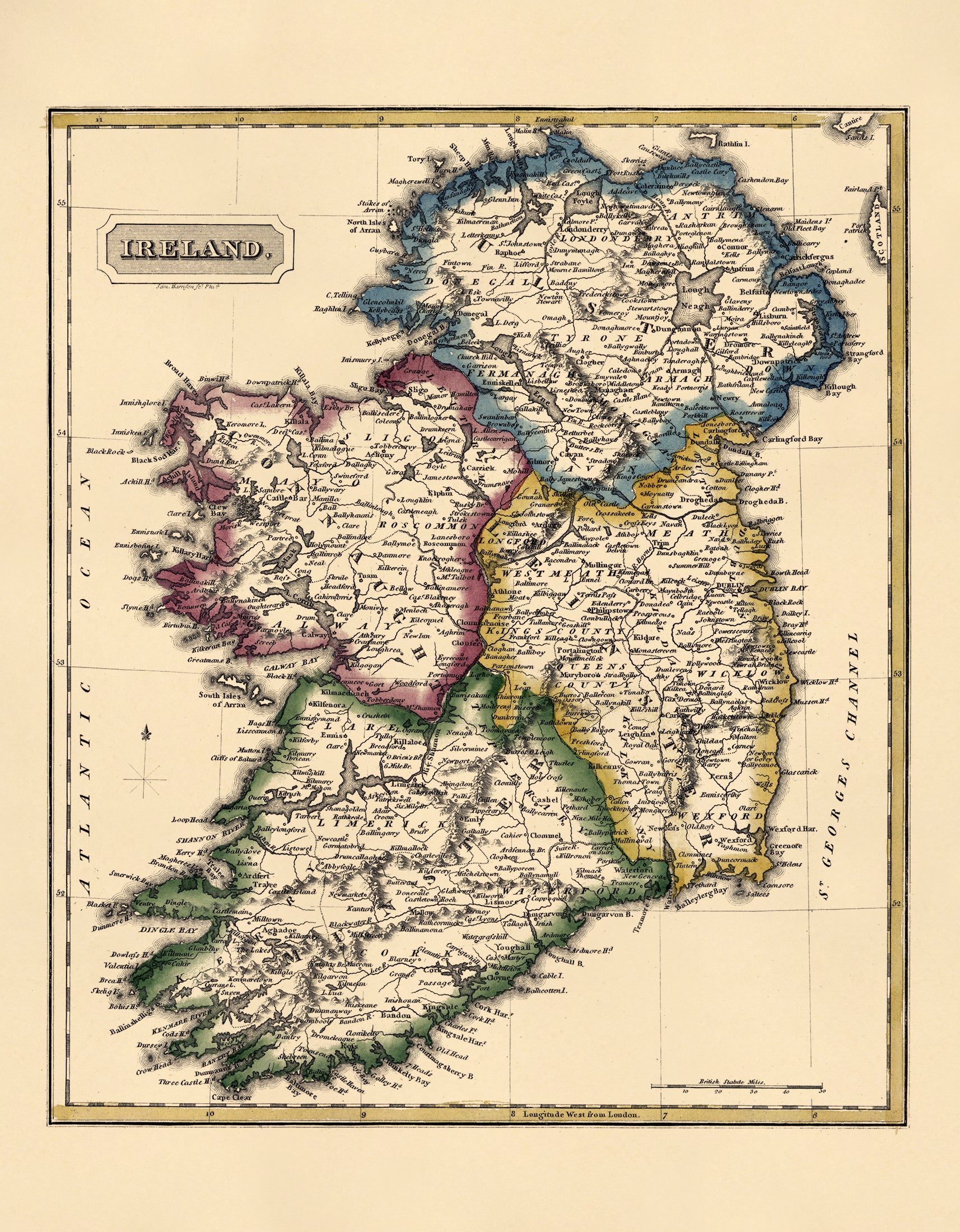 Ireland from a New and Elegant General Atlas, Containing Maps of Each of the United States 1817