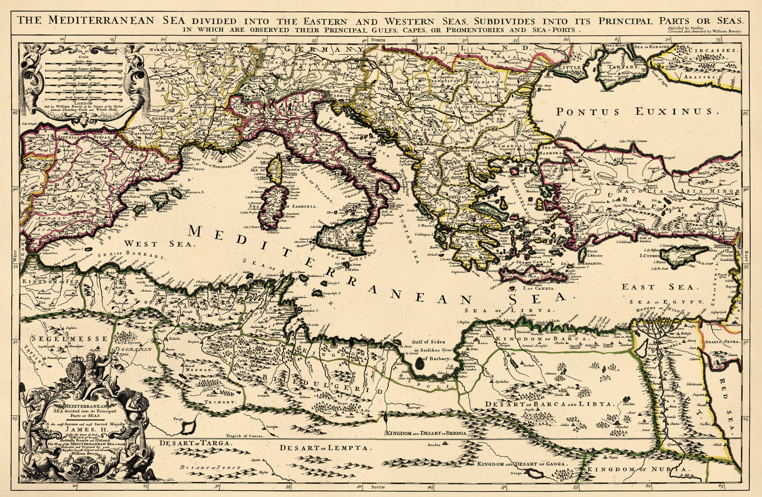 Mediterranean Sea Divided Into Its Principall Parts Or Seas 1680 by Relic Map Company